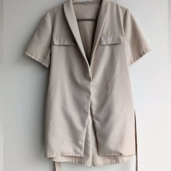 Boohoo safari blazer tie waist skort romper dress - Picture 3 of 7